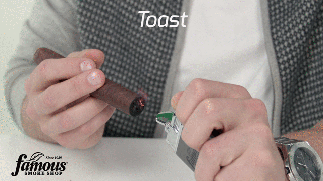 how to cut and light a cigar gif - how to toast and light a cigar