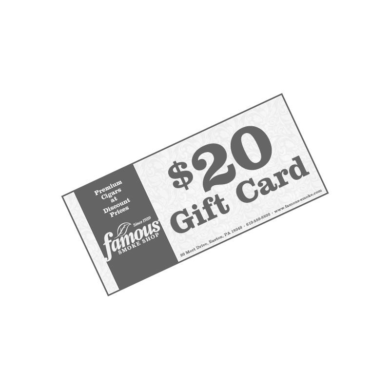 Famous Gift Cards $20.00 Gift Certificate