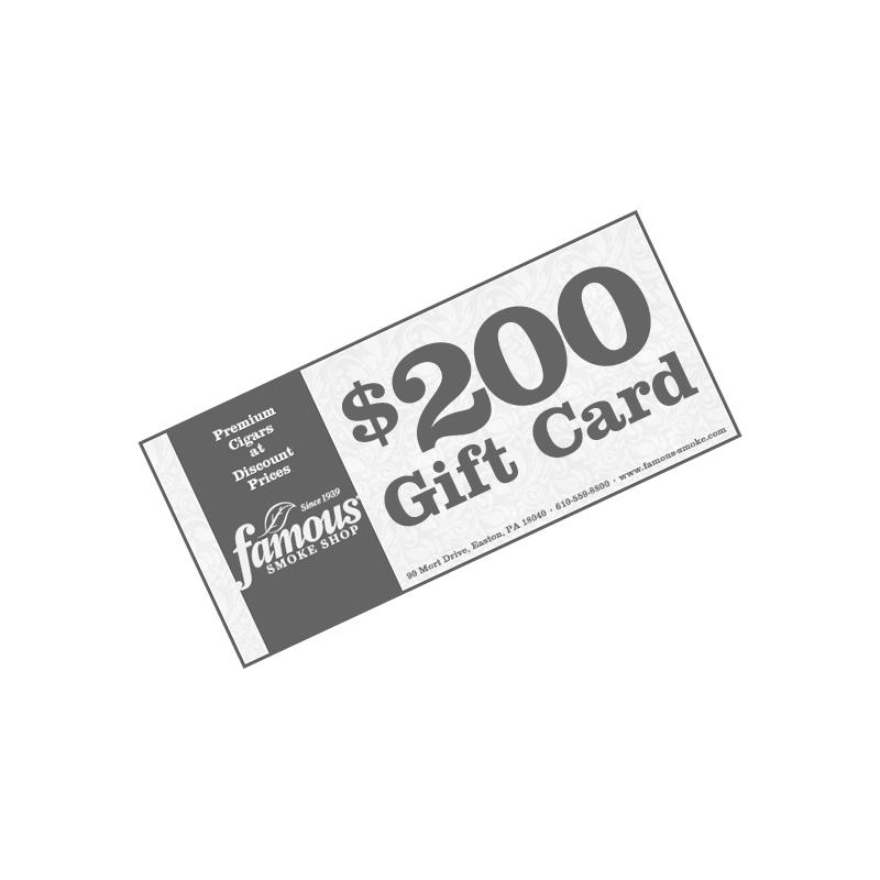 Famous Gift Cards $200.00 Gift Certificate