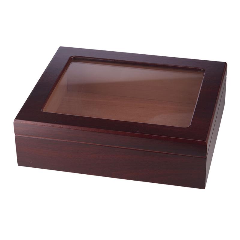 Famous Quality Imports Glass Top Cherry Humidor Cigars at Cigar Smoke Shop