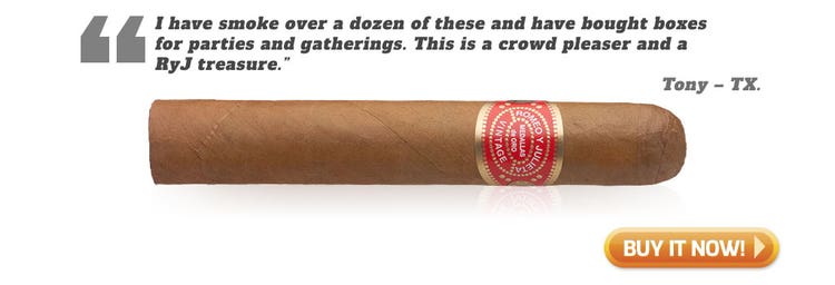 Top 5 Best Rated Romeo y Julieta cigars Vintage at Famous Smoke Shop “I have smoke over a dozen of these and have bought boxes for parties and gatherings. This is a crowd pleaser and a RyJ treasure.” Review by Tony in TX.
