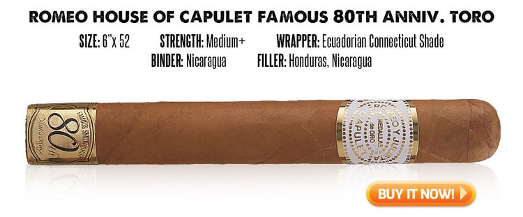 popular connecticut cigar resurgence Romeo y Julieta House of Capulet 80th Anniversary connecticut cigars at Famous Smoke Shop