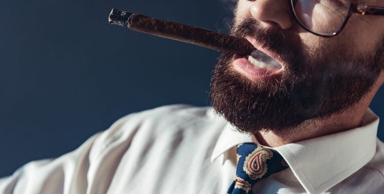 contemplative cigar smoker