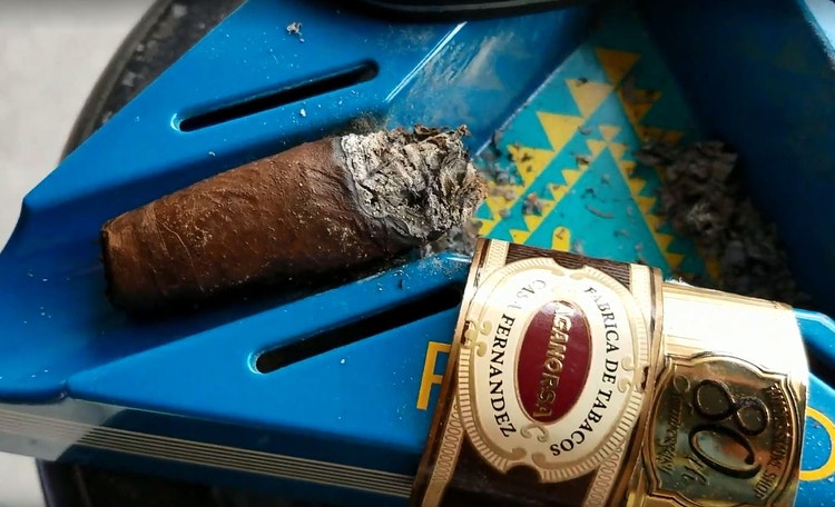 nowsmoking Aganorsa Leaf Famous Smoke Shop 80th Anniversary Toro cigar review by Gary Korb nub