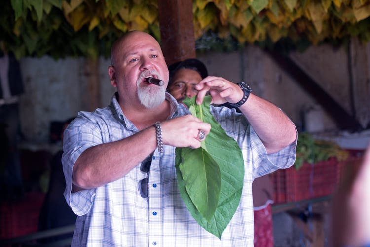 Steve Saka cigars DT&T cigars guide Saka in curing barn