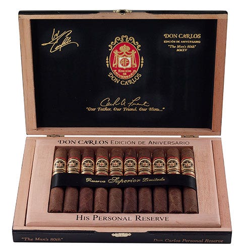 Arturo Fuente Don Carlos Personal Reserve cigar review box 80th Anniversary Famous Smoke Shop