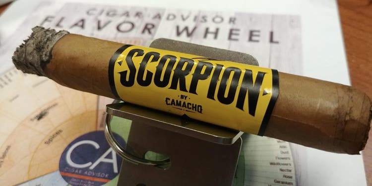 Camacho scorpion connecticut cigar review with cigar flavor wheel at Famous Smoke Shop