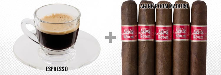 non-alcoholic cigar pairings Espresso aging room maduro cigars