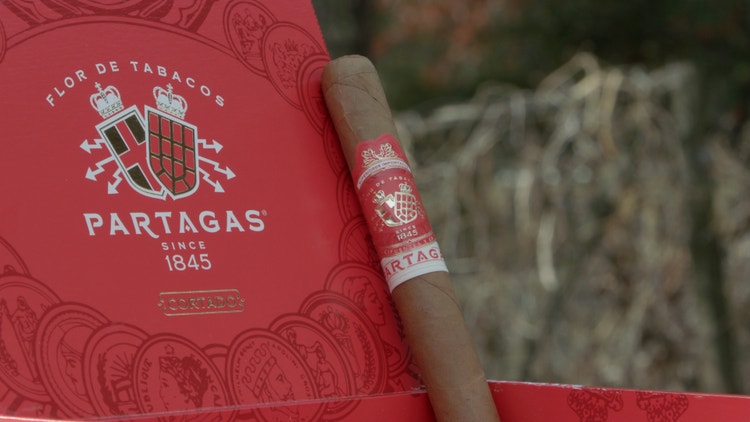 cigar advisor #nowsmoking cigar review partagas cortado corona setup shot of cigar leaning against its box