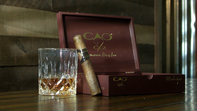 cao mx2 robusto #nowsmoking cigar review shot of box, cigar, and whiskey glass