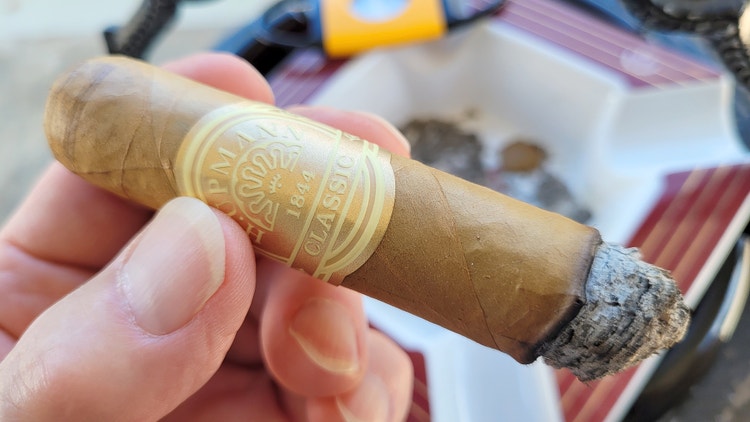 close up shot of h upmann 1844 classic robusto over an ashtray from the #NowSmoking cigar review