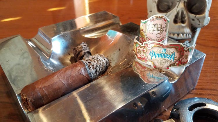 #nowsmoking My Father La Promesa cigar review cigar in ashtray