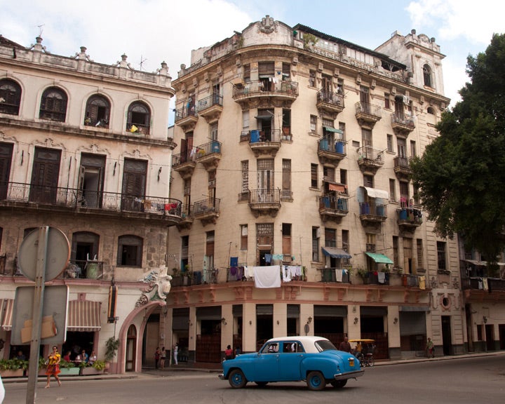 car,-building,-balconies in cuba