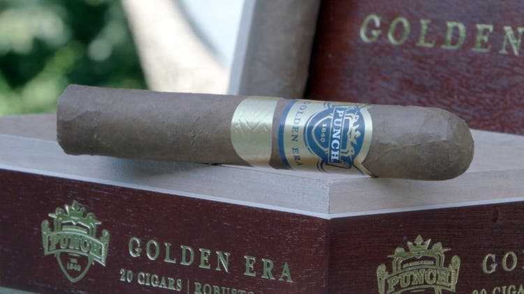 cigar advisor #nowsmoking cigar review punch golden era - setup shot of cigar on its box