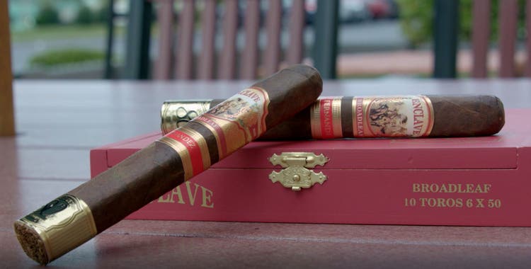 AJ Fernandez Enclave Broadleaf Famous 80th Anniversary cigar review box of cigars setup