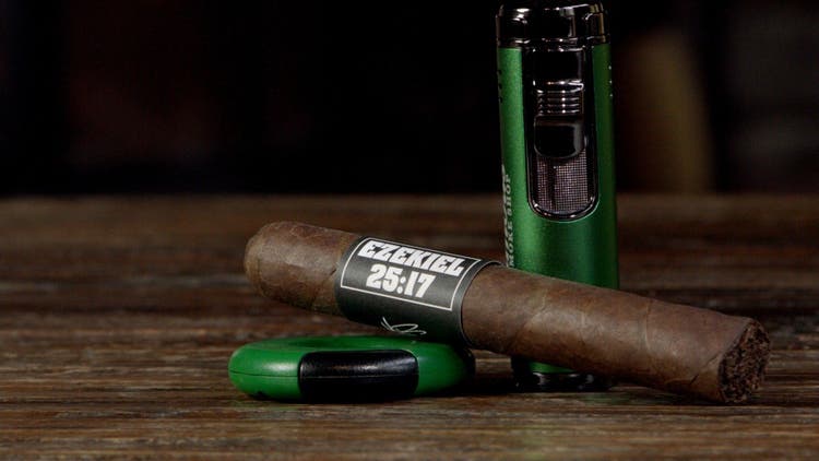 cigar advisor #nowsmoking cigar review the shepherd - setup shot of cigar with cutter and lighter