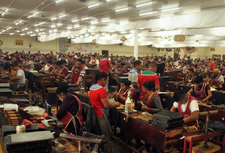 cigar rollers in the Drew Estate Factory in Nicaragua
