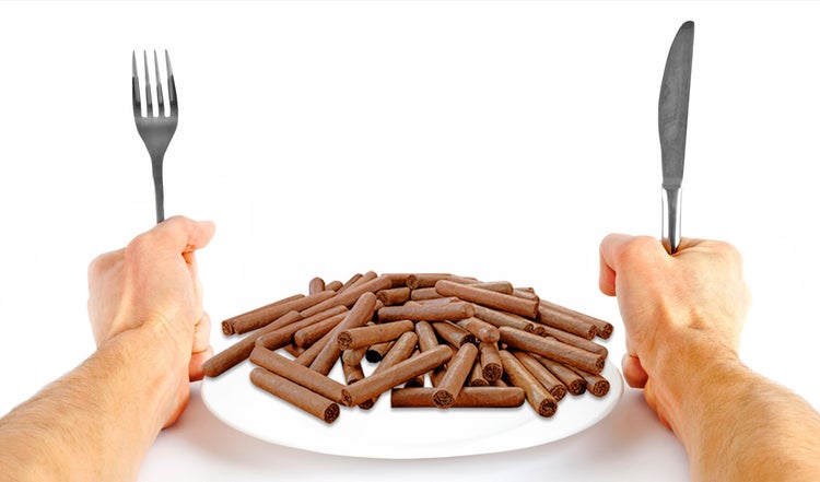 cigar advisor food for thought: using food to choose the best cigar for you - a plate filled with cigars
