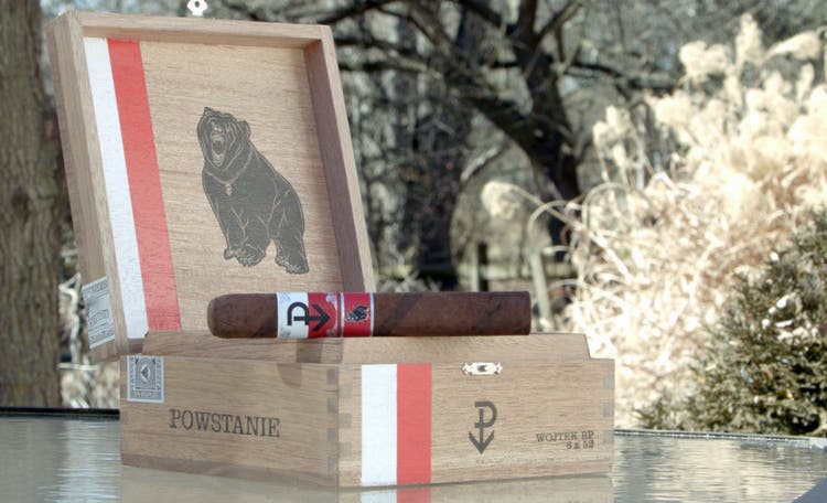 cigar advisor #nowsmoking cigar review powstanie wojtek 2021 - set up shot of cigar resting on its box