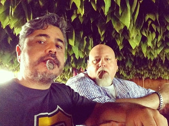 Steve Saka cigars with tobacco grower Guzman