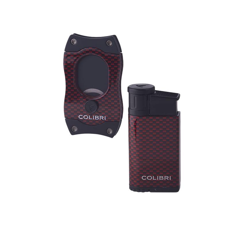 Colibri Lighters Colibri Red Carbon Fiber Gift Set