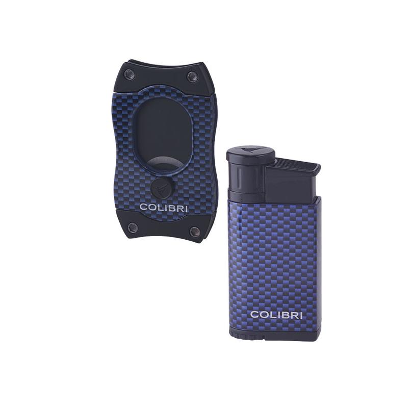 Colibri Lighters Colibri Blue Carbon Fiber Gift Set